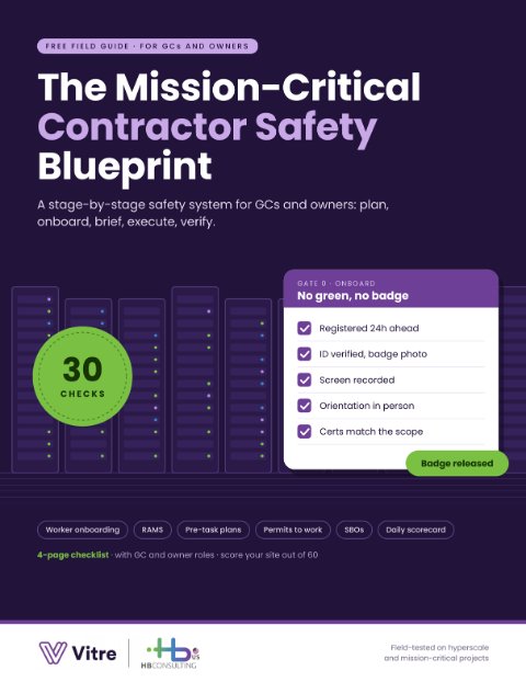 Cover of The Mission-Critical Contractor Safety Blueprint, a free guide from Vitre and HB Consulting